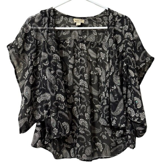 One World Live and Let Live Sheer Paisley Cardigan Open Front Size Petite Small - Picture 1 of 9